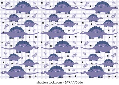 Cute Cartoon Dinosaur Background Pattern Stock Vector