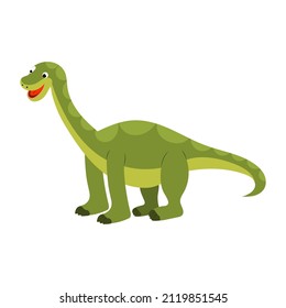 cute cartoon dinosaur brontosaurus. vector isolated on white background