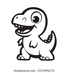 Cute cartoon dinosaur character with a big smile and playful expression.