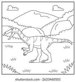 Cute cartoon dinosaur Coelophysis, funny illustration, coloring book for kids and children.	