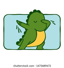 cute cartoon dinosaur dab sign