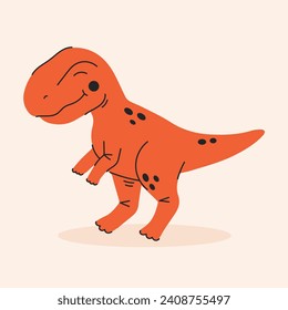 Cute cartoon dinosaur, dino, tyrannosaurus rex. Simple vector illustration isolated on white background. Baby print.