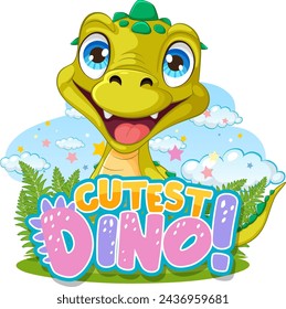 Cute cartoon dinosaur with a happy expression