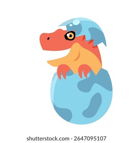 Cute Cartoon Dinosaur Hatching from Egg