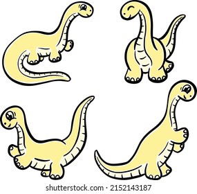 Cute Cartoon Dinosaur Illustration for Children Looking Happy Vector