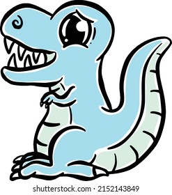 Cute Cartoon Dinosaur Illustration for Children Looking Happy Vector