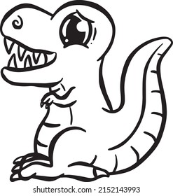 Cute Cartoon Dinosaur Illustration for Children Looking Happy Vector