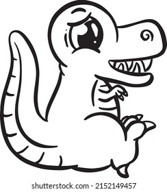 Cute Cartoon Dinosaur Illustration for Children Looking Happy Vector