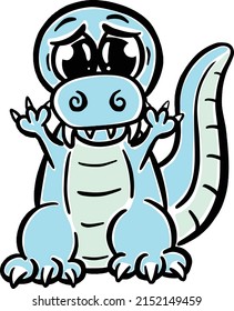 Cute Cartoon Dinosaur Illustration for Children Looking Happy Vector