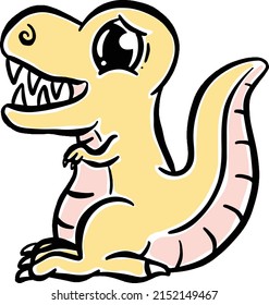 Cute Cartoon Dinosaur Illustration for Children Looking Happy Vector