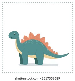 Cute cartoon dinosaur illustration with a friendly design, perfect for kids' decor or prints
