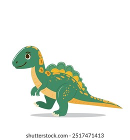 Cute cartoon dinosaur illustration, ideal for children's decor, playful designs, and kids' products