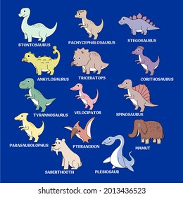 cute cartoon dinosaur illustration various species