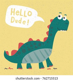 Cute Cartoon Dinosaur Illustration, vector