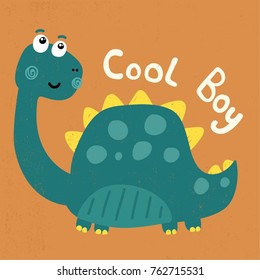 Cute Cartoon Dinosaur Illustration, vector