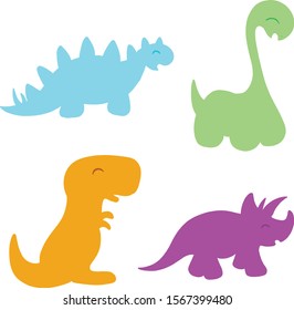 Cute Cartoon Dinosaur Illustration Vectors