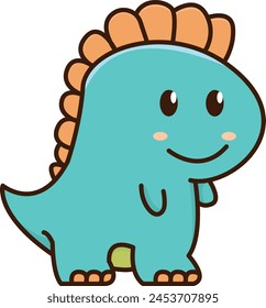 Cute cartoon dinosaur illustration in vibrant colors.