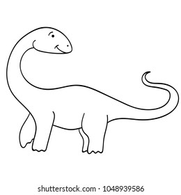 Cute cartoon dinosaur isolated on white background. Vector illustration