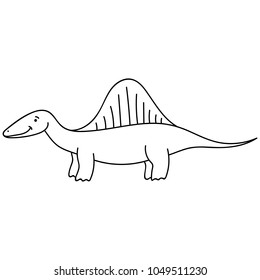 Cute cartoon dinosaur isolated on white background. Vector illustration