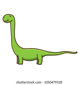 Cute cartoon dinosaur isolated on white background. Vector illustration
