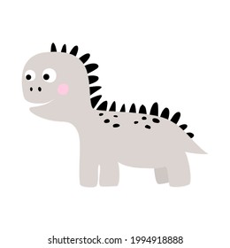 Cute cartoon dinosaur isolated on white background. Vector illustration.