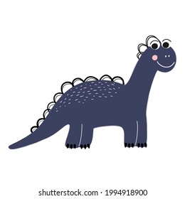 Cute cartoon dinosaur isolated on white background. Vector illustration.