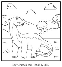 cute cartoon dinosaur Jobaria, funny illustration, coloring book for kids and children.