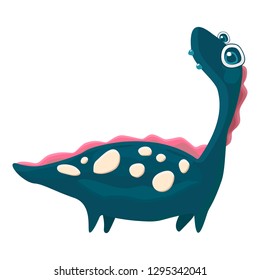 Cute cartoon dinosaur with kawaii eyes. Vector illustration.