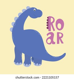 Cute cartoon dinosaur kids pattern roar character animal beast nature print illustration dino art vector  