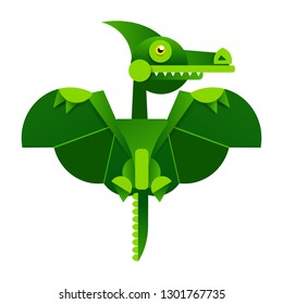 Cute cartoon dinosaur on white background. Prehistoric era. Vector illustration