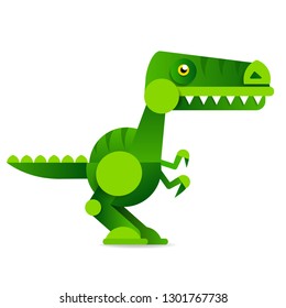 Cute cartoon dinosaur on white background. Prehistoric era. Vector illustration