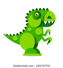 Cute cartoon dinosaur on white background. Prehistoric era. Vector illustration