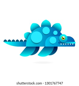 Cute cartoon dinosaur on white background. Prehistoric era. Vector illustration