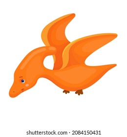 Cute cartoon dinosaur, pterosaur. Vector graphics.