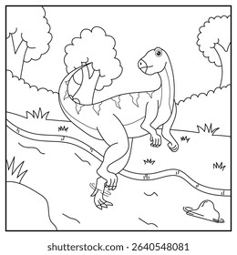 Cute cartoon dinosaur Qantassaurus, funny illustration, coloring book for kids and children.