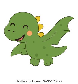 Cute Cartoon Dinosaur Smiling – Vector Illustration