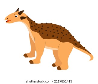 cute cartoon dinosaur with spikes on its back . vector isolated on a white background.
