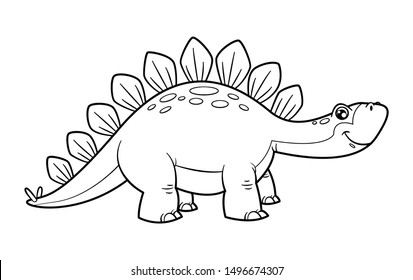 Cute Cartoon Dinosaur Stegosaurus Character Coloring Stock Vector ...