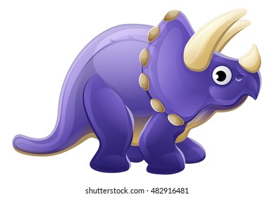 A cute cartoon dinosaur Triceratops character