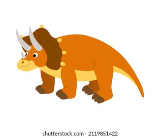 cute cartoon dinosaur tri.ceratops. vector isolated on white background