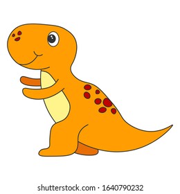 Cute cartoon dinosaur tyrannosaur. Orange dinosaur isolated on a white background. Vector illustration.