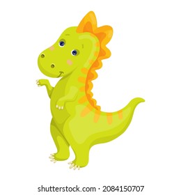 Cute cartoon dinosaur, tyrannosaurus. Vector graphics.