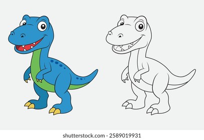 Cute cartoon dinosaur vector art Illustration Isolated on white background