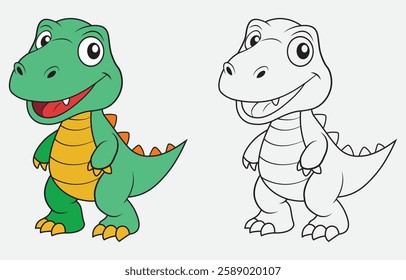 Cute cartoon dinosaur vector art Illustration Isolated on white background