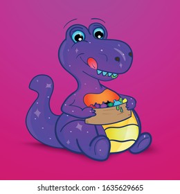 Cute Cartoon Dinosaur, Vector EPS 10 Illustration