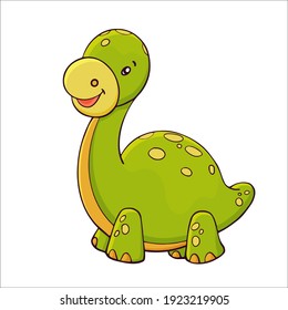 Cute cartoon dinosaur. Vector funny baby dino. Illustration animal character.