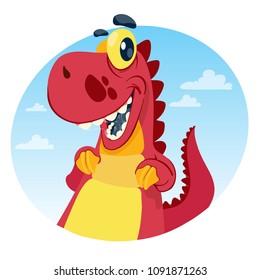 Cute cartoon dinosaur. Vector illustration isolated on white background.