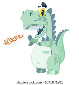 Cute cartoon dinosaur. Vector illustration isolated on white background.