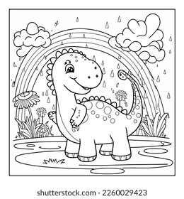 Cute cartoon dinosaur. Vector illustration of cute cartoon dinosaur character for children, coloring and scrap book.
