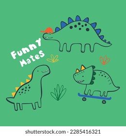 cute cartoon dinosaur vector illustration